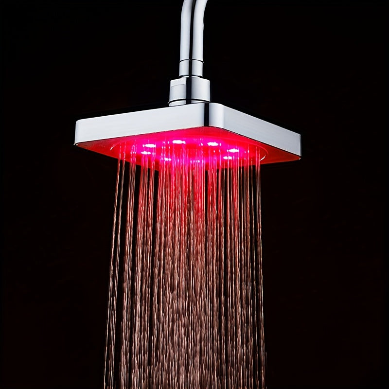 LED Color Changing Rain Shower Head 6 Inch Square - 7 Color Light Up Rainfall Showerhead, Self-Powered High Flow Shower Head with Easy Installation, Bathroom Upgrade