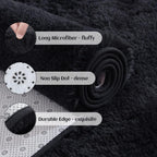 Black Ultra-Soft Fluffy Area Rug – High-Pile Non-Slip Velvet Carpet for Living Room, Bedroom & Playroom | 3x5 to 8x10 Ft