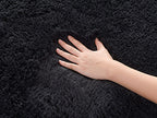 Black Ultra-Soft Fluffy Area Rug – High-Pile Non-Slip Velvet Carpet for Living Room, Bedroom & Playroom | 3x5 to 8x10 Ft