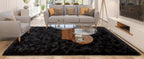 Black Ultra-Soft Fluffy Area Rug – High-Pile Non-Slip Velvet Carpet for Living Room, Bedroom & Playroom | 3x5 to 8x10 Ft