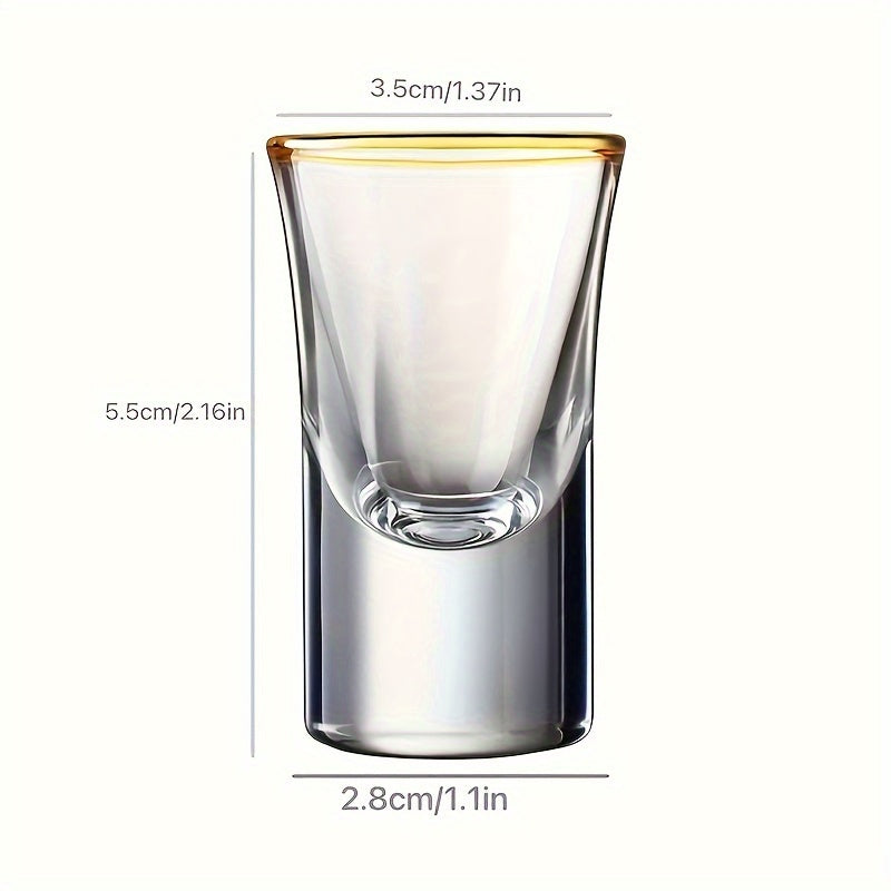 Shot Glasses Wine Glasses Set 6 Pack - 0.5oz Shot & 15oz Small Wine Glasses, Insulated Reusable Golden Rim & Golden Foil Drinkware for Bar Club Restaurant Home Party