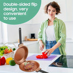 Pancake Skillet Non-Stick Reversible Foldable Stainless Steel Breakfast Pan for Pancakes Omelettes Frittatas Dishwasher Safe Multiple Colors