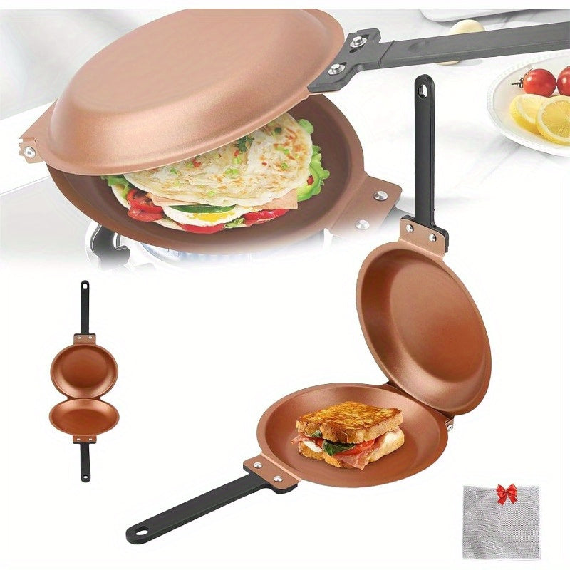 Pancake Skillet Non-Stick Reversible Foldable Stainless Steel Breakfast Pan for Pancakes Omelettes Frittatas Dishwasher Safe Multiple Colors