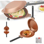 Pancake Skillet Non-Stick Reversible Foldable Stainless Steel Breakfast Pan for Pancakes Omelettes Frittatas Dishwasher Safe Multiple Colors