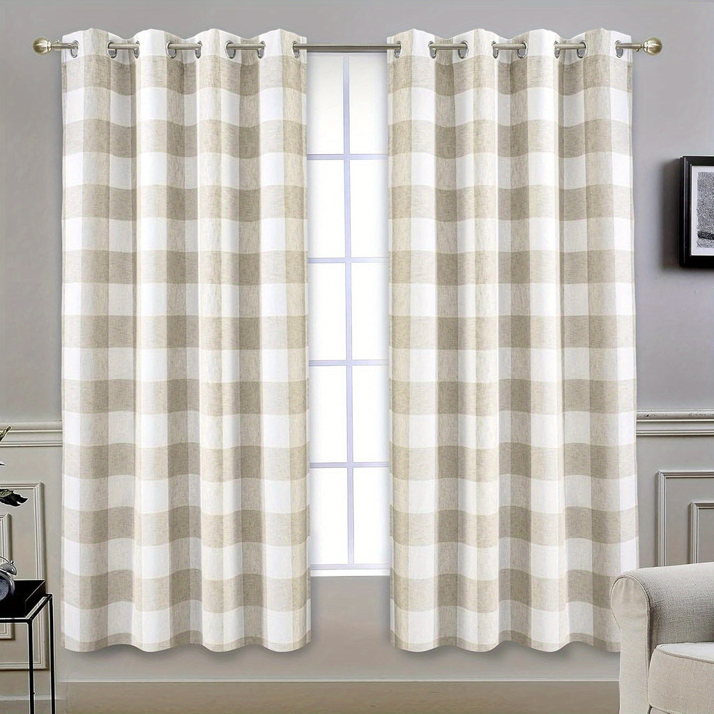 Buffalo Plaid Blackout Curtains Farmhouse Thermal Insulated Drapes | Room Darkening Window Panels for Bedroom Dining Room, 9 Colors 14 Sizes, Single or 2-Panel Set