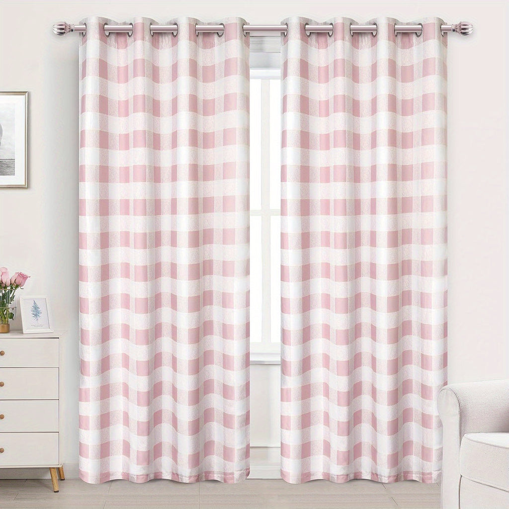 Buffalo Plaid Blackout Curtains Farmhouse Thermal Insulated Drapes | Room Darkening Window Panels for Bedroom Dining Room, 9 Colors 14 Sizes, Single or 2-Panel Set