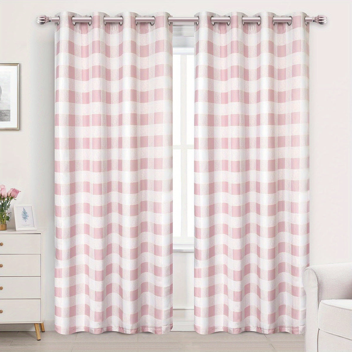 Buffalo Plaid Blackout Curtains Farmhouse Thermal Insulated Drapes | Room Darkening Window Panels for Bedroom Dining Room, 9 Colors 14 Sizes, Single or 2-Panel Set