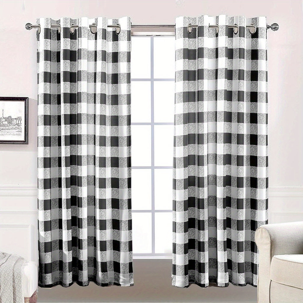 Buffalo Plaid Blackout Curtains Farmhouse Thermal Insulated Drapes | Room Darkening Window Panels for Bedroom Dining Room, 9 Colors 14 Sizes, Single or 2-Panel Set