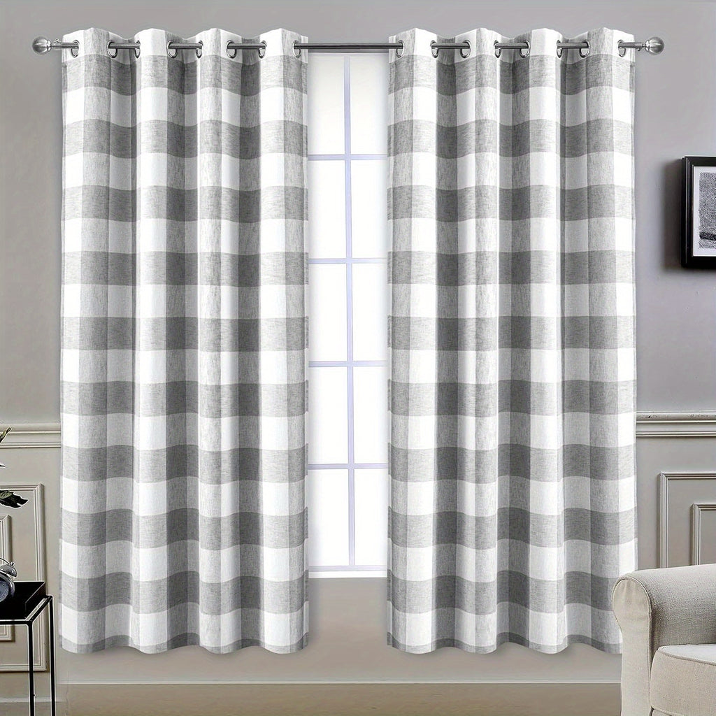 Buffalo Plaid Blackout Curtains Farmhouse Thermal Insulated Drapes | Room Darkening Window Panels for Bedroom Dining Room, 9 Colors 14 Sizes, Single or 2-Panel Set