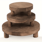 Rustic Wooden Display Risers Set of 3 – Farmhouse Cake Stand & Decorative Pedestals for Kitchen Counter, Home Decor, Christmas, Valentine’s Day & New Year Table Styling