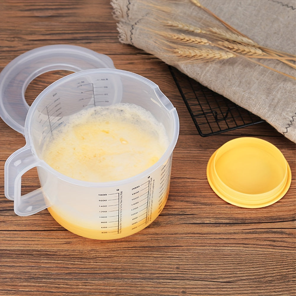 2.5L Mixing Bowl with Lid, Measuring Cup & Scale – Splash-Proof, Durable Plastic, 84.5oz Large Capacity for Salad, Baking & Food Storage