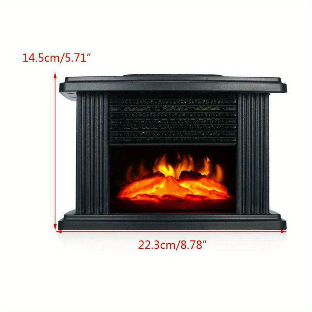 Mini Electric Fireplace Stove Heater – 1000W 3D Dancing Flame Effect, 3-Speed Tabletop Space Heater with Overheat Protection for Small Indoor Spaces | Vintage Freestanding Design | Black