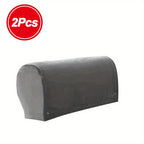 Sofa Armrest Covers Set of 2 Stretch Spandex Elastic Plaid Slip-On Arm Protectors for Couch Chair Universal Fit Pet Hair Scratch Guard Dark Gray