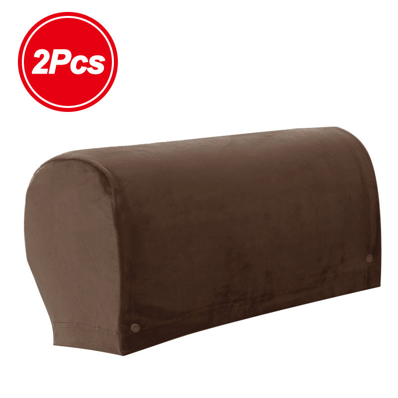 Stretch Armrest Covers for Sofa & Chairs 2-Piece Set – Spandex Velvet Elastic Plaid Armchair Slipcovers for Couch, Recliner & Living Room, Arm Covers for Furniture Protection