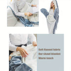 Wearable Shark Blanket – Soft Flannel Hooded Full-Body Onesie Pajama Blanket, Machine Washable, Funny Gift for Kids & Adults