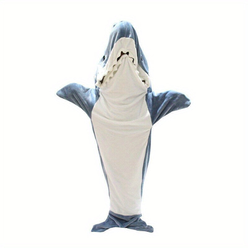 Wearable Shark Blanket – Soft Flannel Hooded Full-Body Onesie Pajama Blanket, Machine Washable, Funny Gift for Kids & Adults