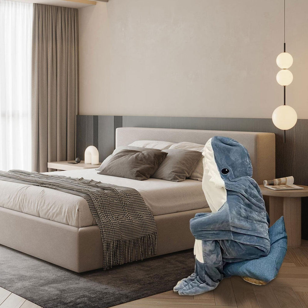 Wearable Shark Blanket – Soft Flannel Hooded Full-Body Onesie Pajama Blanket, Machine Washable, Funny Gift for Kids & Adults