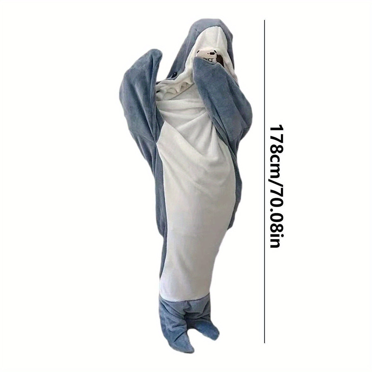 Wearable Shark Blanket – Soft Flannel Hooded Full-Body Onesie Pajama Blanket, Machine Washable, Funny Gift for Kids & Adults