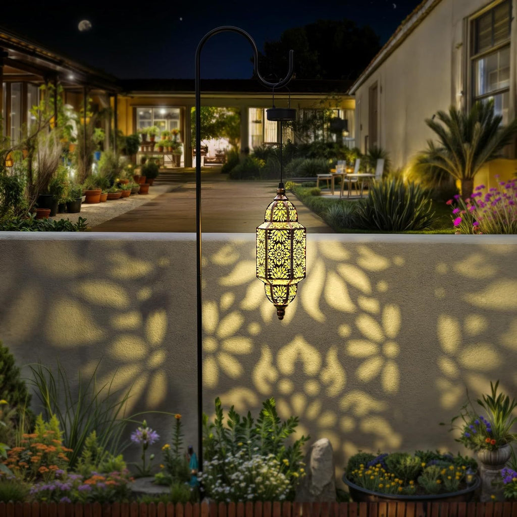 Solar Moroccan Lanterns Outdoor Set of 2 – Multicolor IP54 Waterproof Hanging Lights with Cut-Out Design for Garden, Patio, Pathway & Halloween Decor, Auto Dusk-to-Dawn Sensing