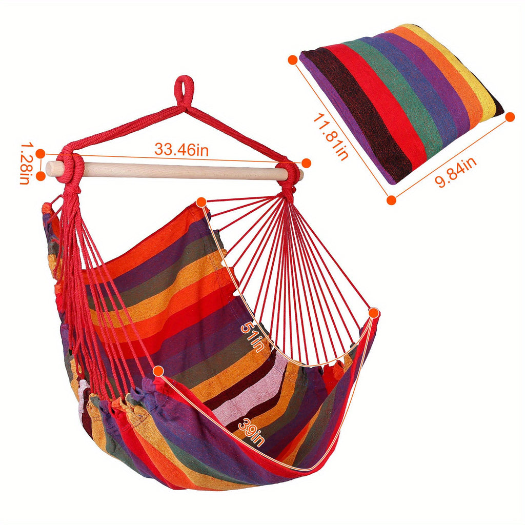 Hammock Chair with Stand Included Hanging Swing Chair Soft Non-Woven Fabric Seat for Indoor Outdoor Patio Backyard Relaxation Blue Red