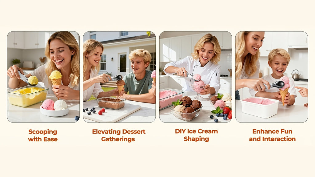 Electric Heated Ice Cream Scoop USB-C Rechargeable with 3 Temperature Settings - Self-Heating Ice Cream Scoop for Hard Ice Cream, IPX7 Waterproof, Ergonomic Zinc Alloy & Silicone, Ice Cream Lover Gift