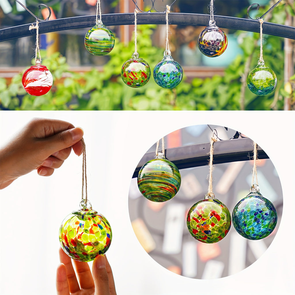 Hand-Blown Glass Witch Balls Friendship Balls Set of 6 Hanging Glass Gazing Spheres for Garden Home Classroom Christmas Halloween Thanksgiving Birthday Gift