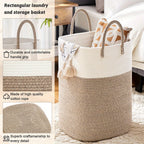 Woven Cotton Rope Laundry Basket Jumbo Size 10.57–26.42 Gal, Multifunctional Storage Bin for Dirty Clothes Blankets Toys – Bathroom Living Room Bedroom Hamper, Bohemian Home Decor Laundry Organizer