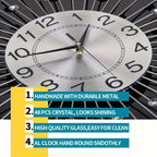 24-Inch Silent Wall Clock Minimalist Modern Wrought Iron – Large Non-Ticking Decorative Clock for Living Room, Kitchen, Bedroom & Bathroom