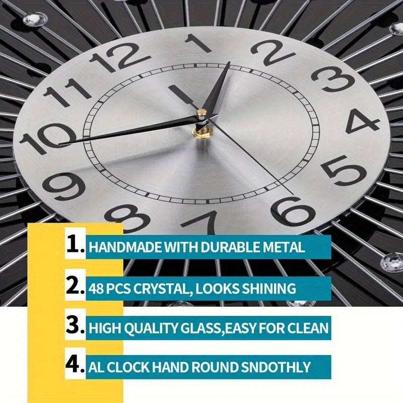 24-Inch Silent Wall Clock Minimalist Modern Wrought Iron – Large Non-Ticking Decorative Clock for Living Room, Kitchen, Bedroom & Bathroom