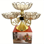 5-Tier Rotating Crystal Fruit Plate Set Luxury Round Snack Candy Bowl for Living Room Coffee Table – Elegant European Serveware Home Decor