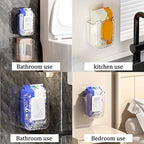 Wall-Mounted Wipe Dispenser Set of 2, Acrylic Toilet Paper & Wipe Storage Holder for Bathroom & Kitchen – Countertop-Clearing Wall Mount Tissue Box Organizer