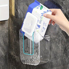 Wall-Mounted Wipe Dispenser Set of 2, Acrylic Toilet Paper & Wipe Storage Holder for Bathroom & Kitchen – Countertop-Clearing Wall Mount Tissue Box Organizer
