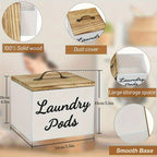 Wooden Laundry Pod Organizer Box Farmhouse Style – Multi-Purpose Storage for Dishwasher Pods, Softener & Bathroom Essentials, Black or White