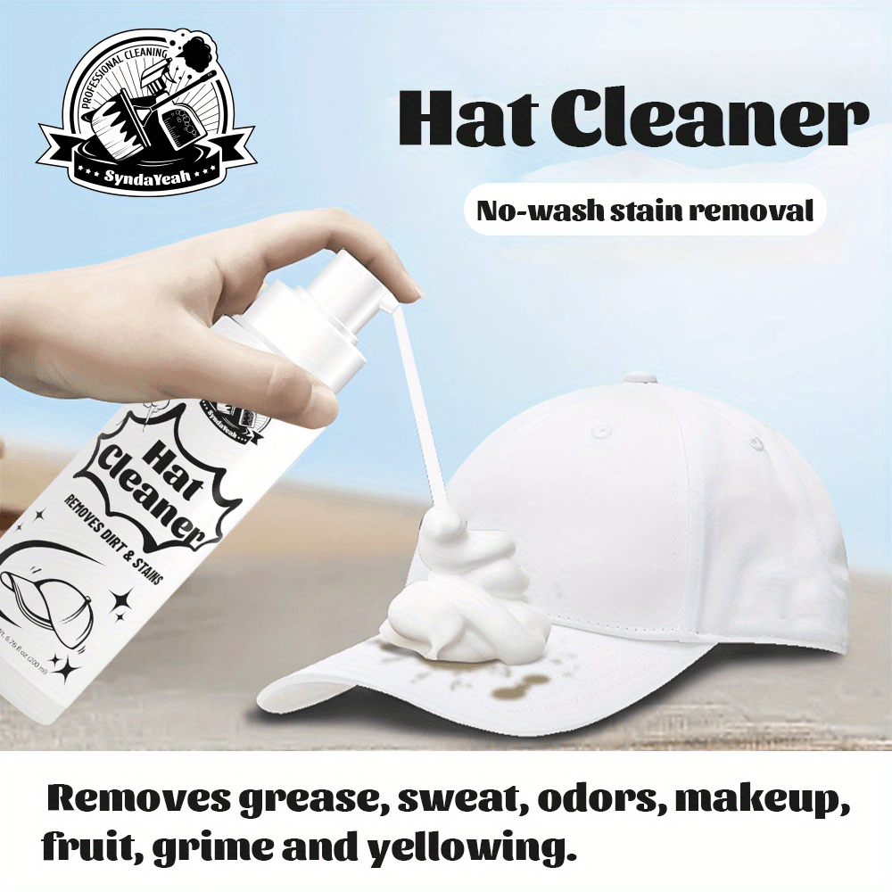 Hat Cleaner Foam Spray 6.76oz, Deep Cleans Baseball Cowboy Felt Fur Fleece Caps, Removes Dirt & Sweat Stains, Restores Hats Like New, 1-Pack & 4-Pack