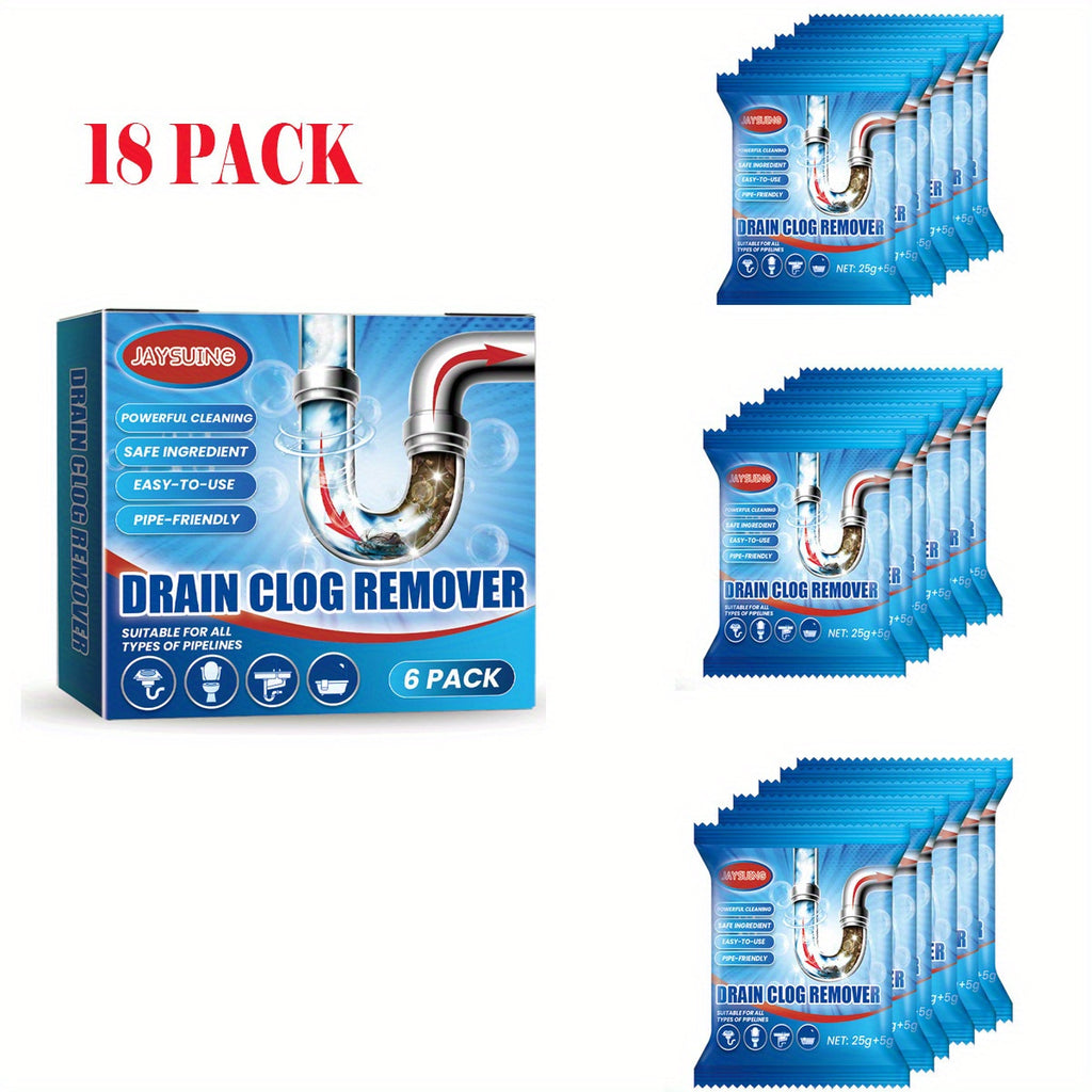 Drain Unblocker Powder Sachets 18 or 24-Pack – Powerful Blockage Removal, Dissolves Grease & Food Residue, Easy to Use, Prevents Clogging in Kitchen & Bathroom Drains