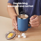 Insulated Coffee Mug with Handle and Lid – Stainless Steel Double Wall Vacuum Travel Mug for Office, Outdoor & Back to School