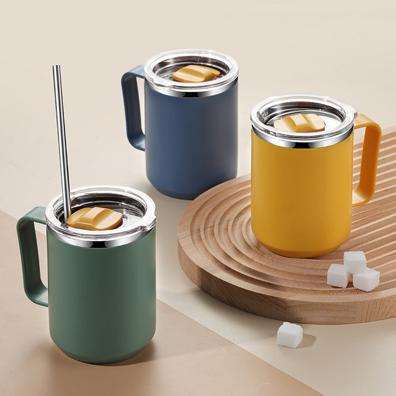 Insulated Coffee Mug with Handle and Lid – Stainless Steel Double Wall Vacuum Travel Mug for Office, Outdoor & Back to School