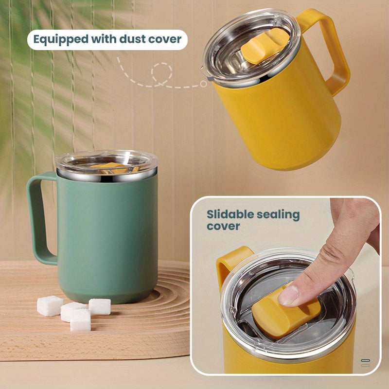 Insulated Coffee Mug with Handle and Lid – Stainless Steel Double Wall Vacuum Travel Mug for Office, Outdoor & Back to School
