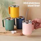 Insulated Coffee Mug with Handle and Lid – Stainless Steel Double Wall Vacuum Travel Mug for Office, Outdoor & Back to School