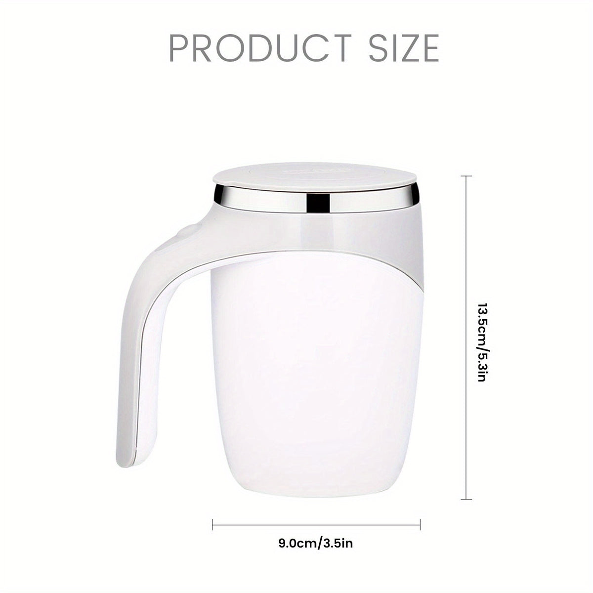 Self Stirring Coffee Mug 13.3oz - Magnetic Stirring Technology, 304 Stainless Steel Travel Mug, No Battery Needed, Ergonomic Handle & Spill-Proof Lid, Great Gift for Coffee Lovers