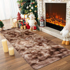 Shaggy Runner Rug Soft Fluffy Area Rug Non-Slip Plush Carpet for Bedroom Hallway Dorm Living Room – Jacquard & Tie-Dye Colors, 2x6 3x5 6x9 8x10 Feet