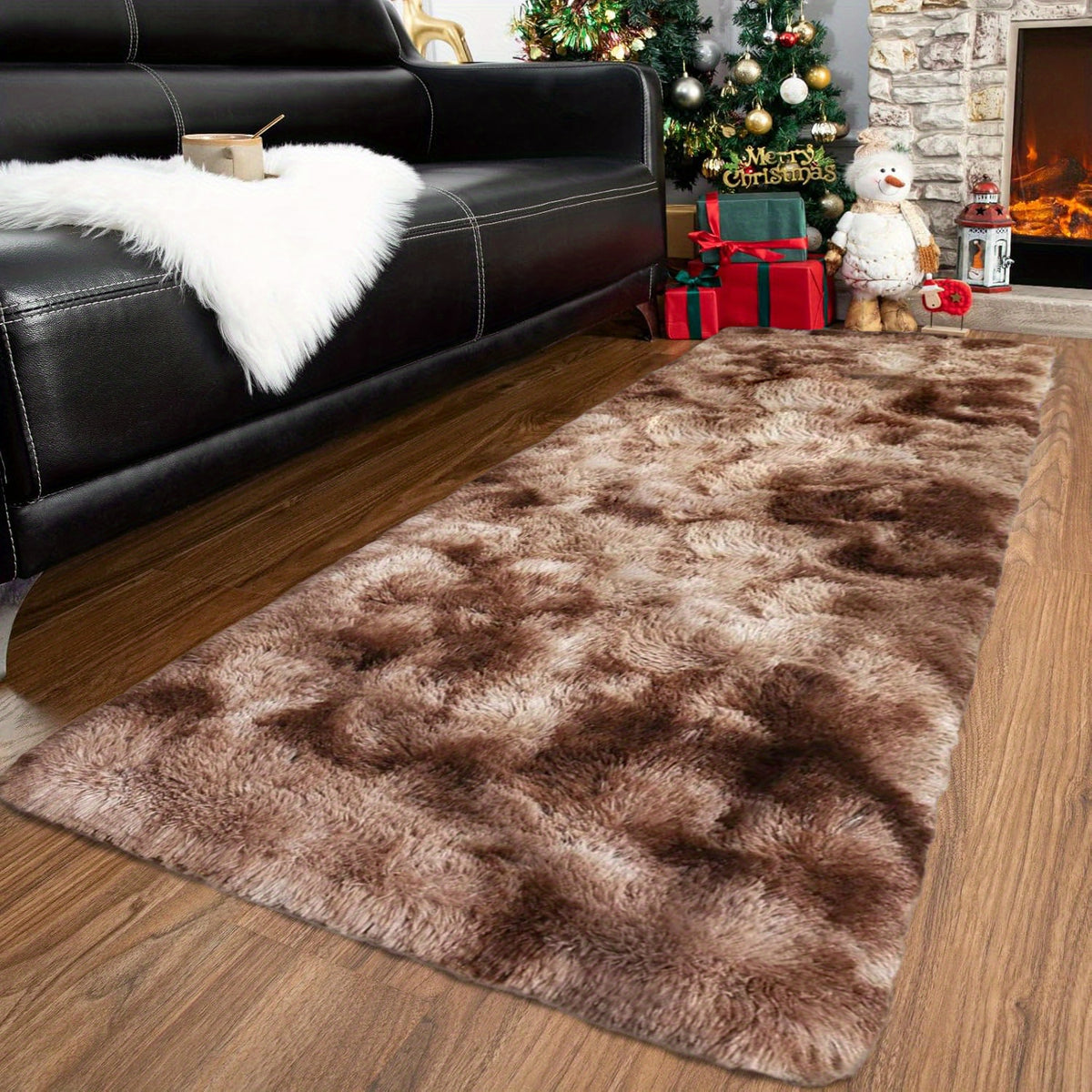 Shaggy Runner Rug Soft Fluffy Area Rug Non-Slip Plush Carpet for Bedroom Hallway Dorm Living Room – Jacquard & Tie-Dye Colors, 2x6 3x5 6x9 8x10 Feet
