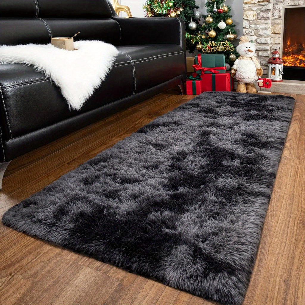 Shaggy Runner Rug Soft Fluffy Area Rug Non-Slip Plush Carpet for Bedroom Hallway Dorm Living Room – Jacquard & Tie-Dye Colors, 2x6 3x5 6x9 8x10 Feet