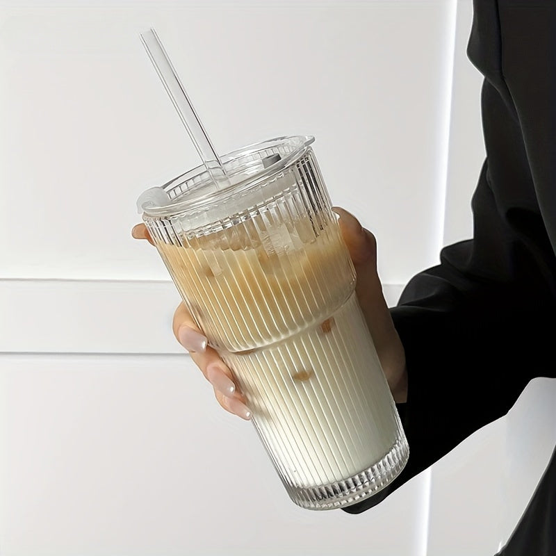 Glass Coffee Mug with Lid and Straw 20oz – Clear Summer Iced Drink Cup for Coffee, Tea & Smoothies – Travel Camping Drinkware, Gifts for Men & Women, Birthday, Holiday, Halloween, Christmas