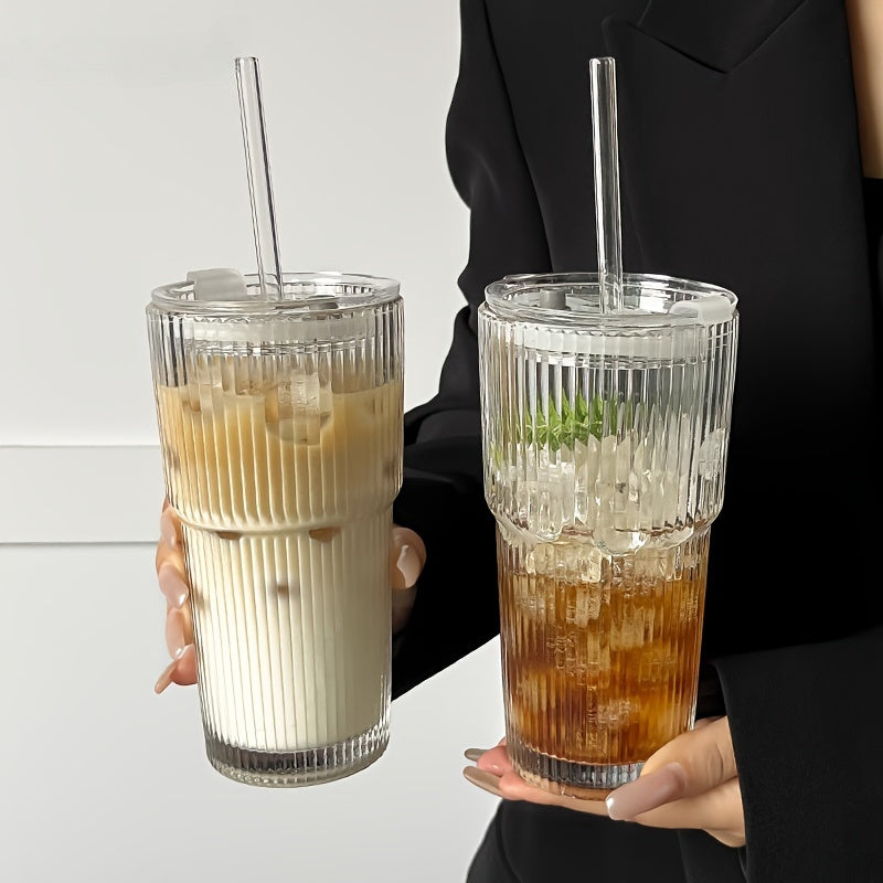 Glass Coffee Mug with Lid and Straw 20oz – Clear Summer Iced Drink Cup for Coffee, Tea & Smoothies – Travel Camping Drinkware, Gifts for Men & Women, Birthday, Holiday, Halloween, Christmas