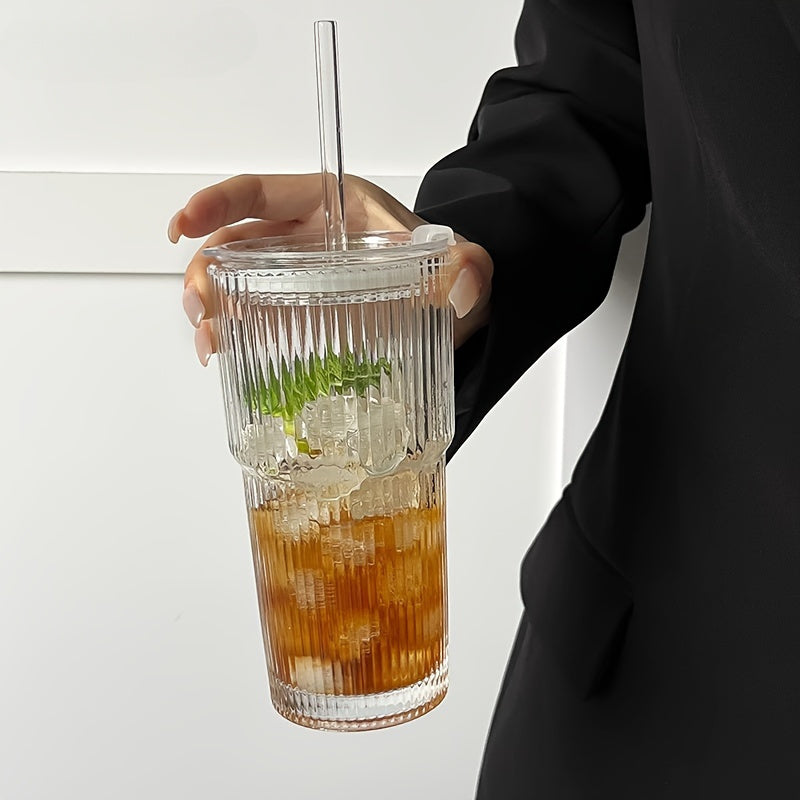 Glass Coffee Mug with Lid and Straw 20oz – Clear Summer Iced Drink Cup for Coffee, Tea & Smoothies – Travel Camping Drinkware, Gifts for Men & Women, Birthday, Holiday, Halloween, Christmas