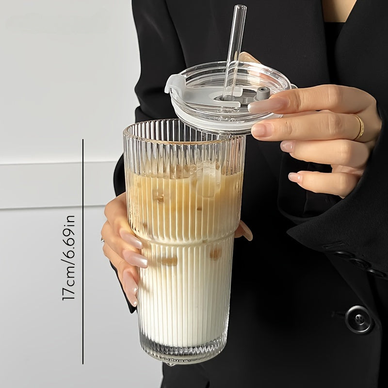 Glass Coffee Mug with Lid and Straw 20oz – Clear Summer Iced Drink Cup for Coffee, Tea & Smoothies – Travel Camping Drinkware, Gifts for Men & Women, Birthday, Holiday, Halloween, Christmas