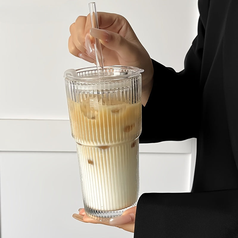 Glass Coffee Mug with Lid and Straw 20oz – Clear Summer Iced Drink Cup for Coffee, Tea & Smoothies – Travel Camping Drinkware, Gifts for Men & Women, Birthday, Holiday, Halloween, Christmas