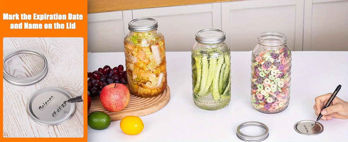 64oz Wide Mouth Mason Jars with Lids – 3 Pack Large Glass Canning Jars for Food Storage, Meal Prep, Pickling, Jam, Salad & Centerpieces, Airtight Seal, Dishwasher Safe