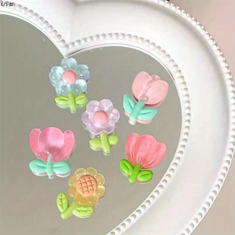Cute Tulip & Sunflower Refrigerator Magnets Set of 6 - Decorative Floral Fridge Magnets for Kitchen, Office, Whiteboard and Dishwasher - Fun Home Decor Gift for Women